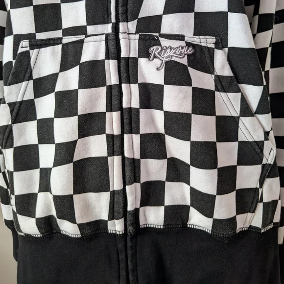 Ripzone Skateboard Checkered Black White Hoodie, Men's Large - Picture 5 of 6